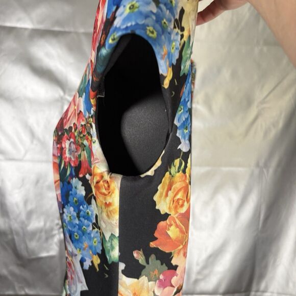 BETSEY JOHNSON FLORAL CAP SLEEVE SHEATH DRESS WOMENS SIZE 4 - Picture 12 of 16